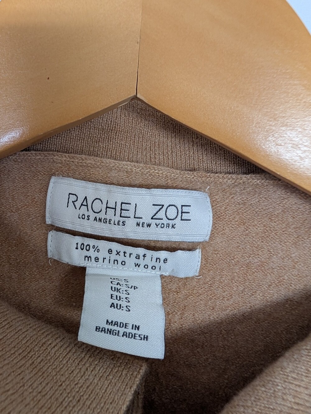 Rachel Zoe 100% Extrafine Merino Wool Taupe Sleeveless Polo Crop Top Size S - Picture 3 of 6
